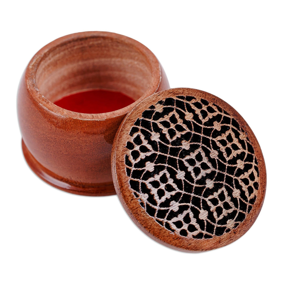 Traditional Floral-Patterned Mini Walnut Wood Ring Box - Palace's Essence