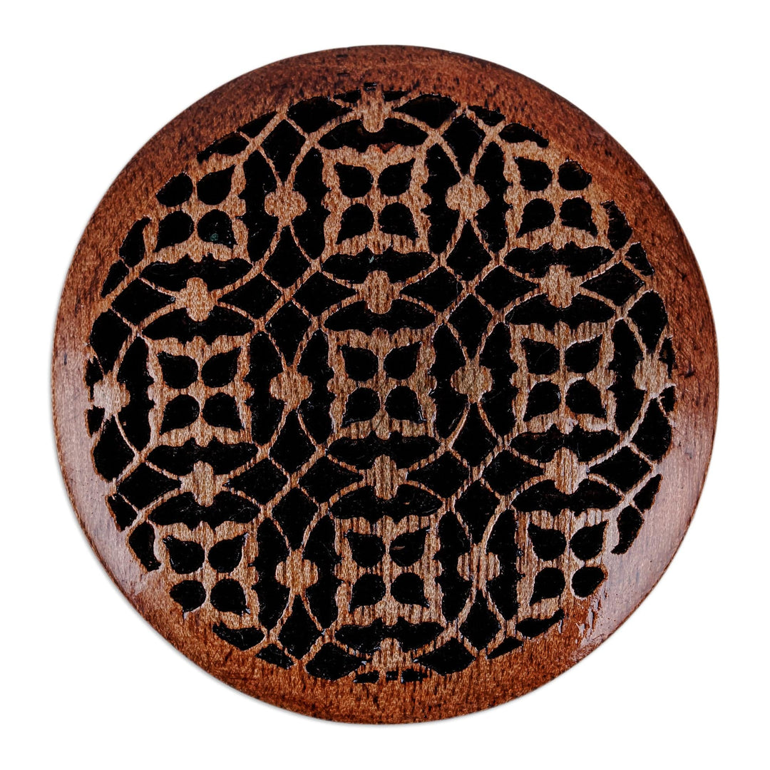 Traditional Floral-Patterned Mini Walnut Wood Ring Box - Palace's Essence