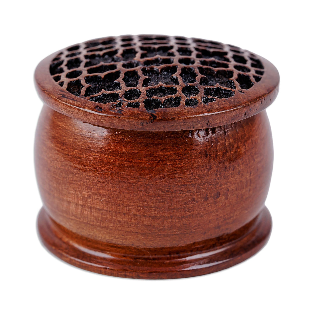 Handcrafted Floral-Patterned Mini Walnut Wood Ring Box - Garden's Essence