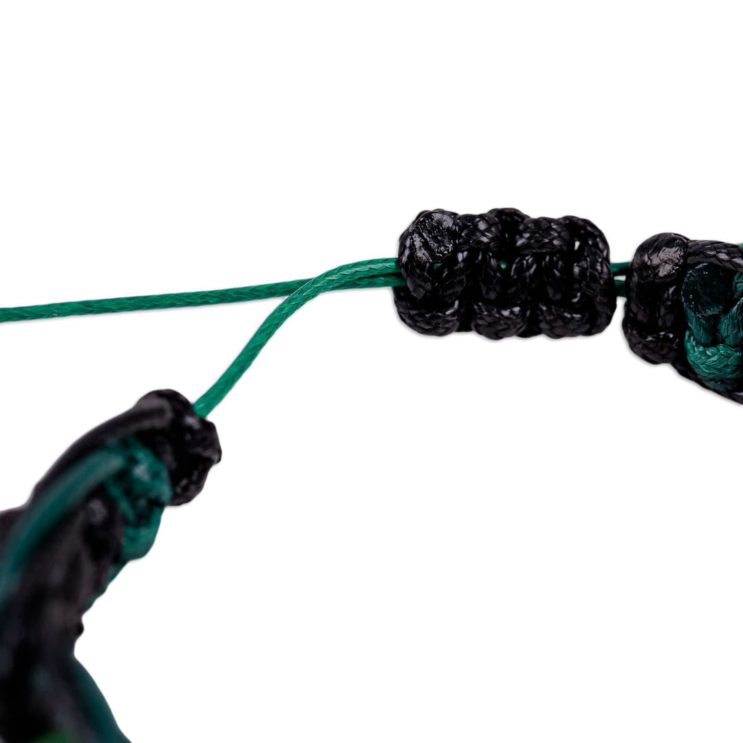 Green and Black Nylon Macrame Bracelet with Jade Jewels - Green Calls