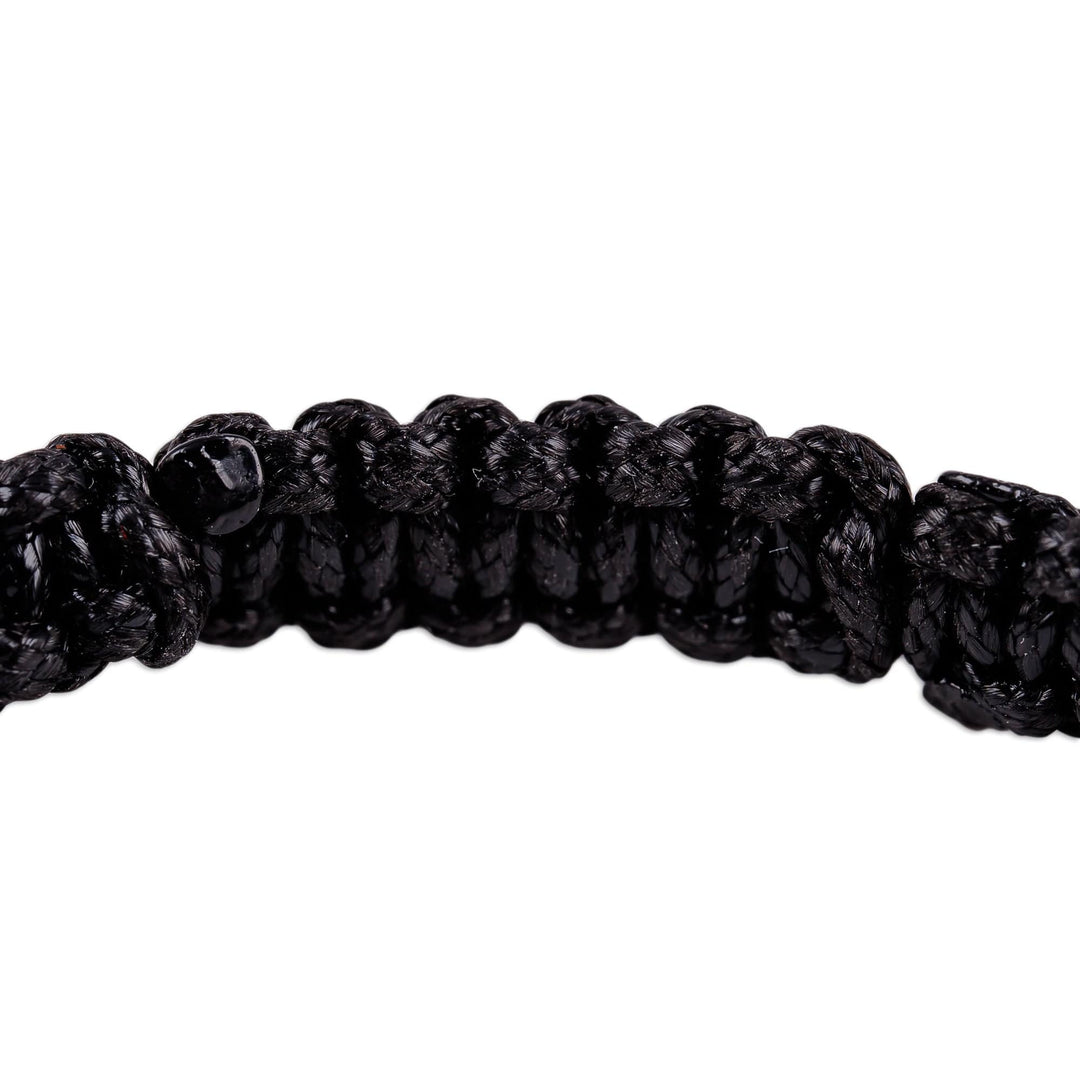 Dark and Grey Hematite and Obsidian Macrame Bracelet - Bold Clarity