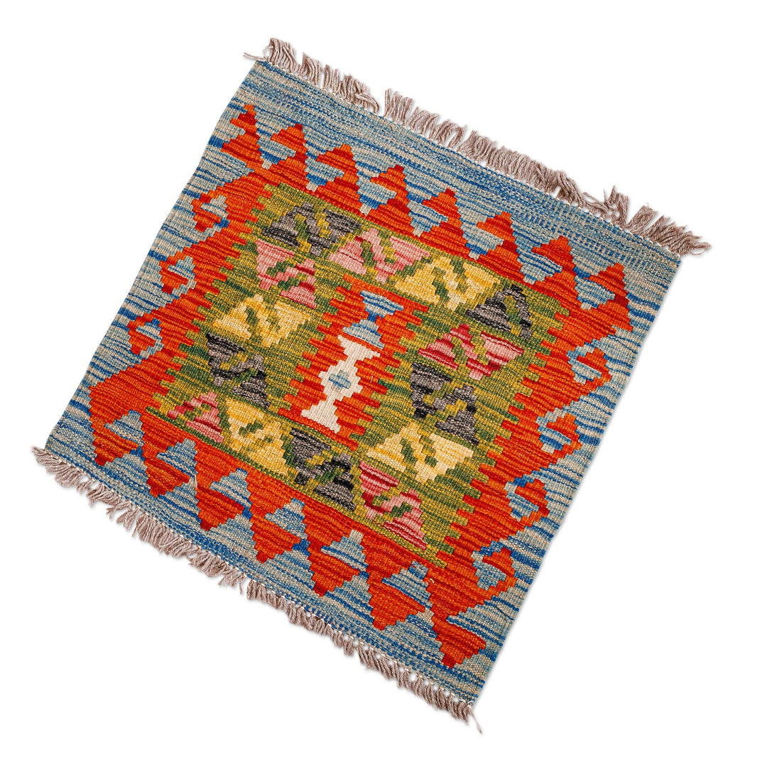 1.5x2 Fringed Wool Area Rug Hand-Knotted in Uzbekistan - Alluring Colors