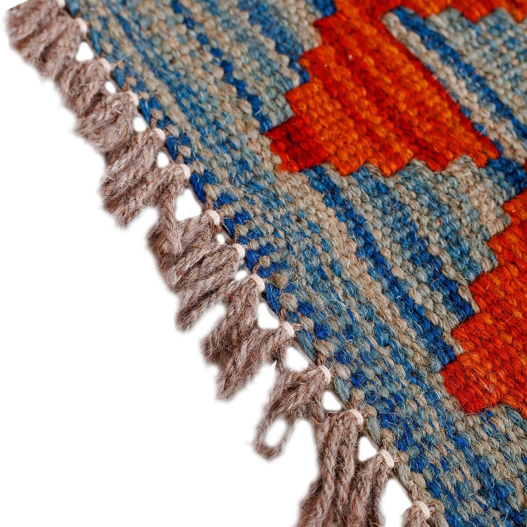 1.5x2 Fringed Wool Area Rug Hand-Knotted in Uzbekistan - Alluring Colors