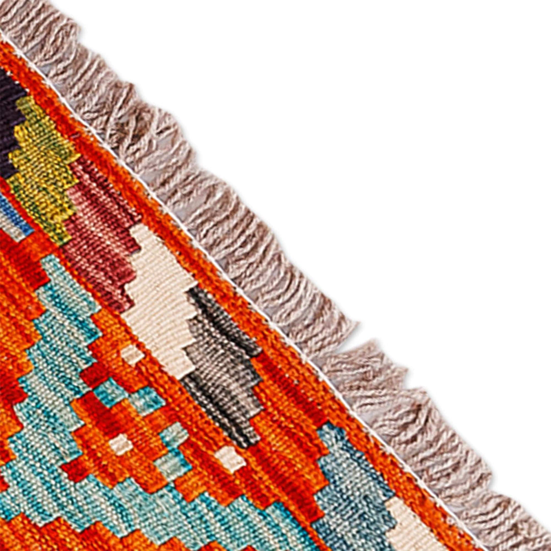 Uzbek Hand-Knotted Rhombus-Themed Wool Area Rug (2x3) - Colorful Rhombuses