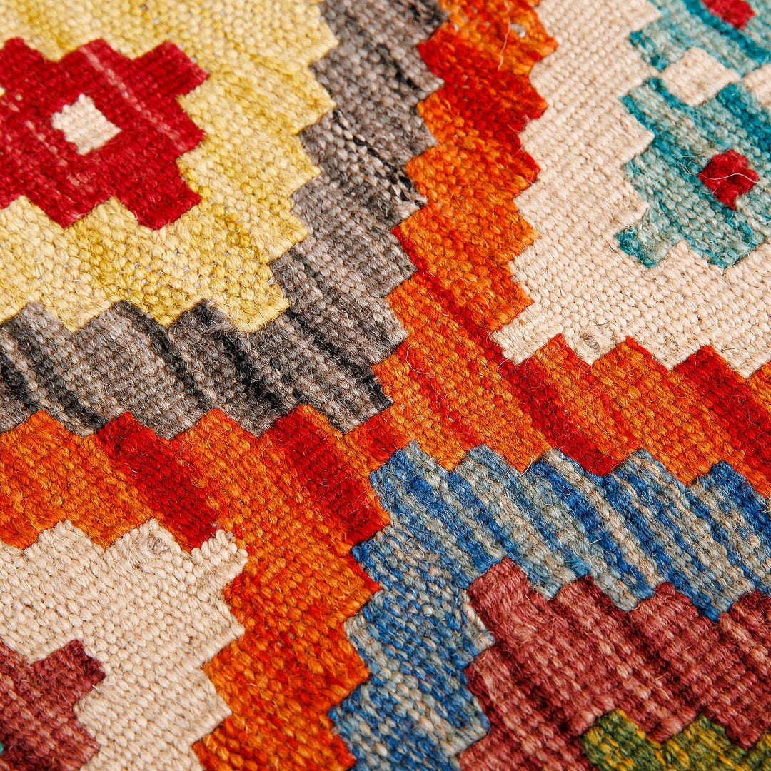 Uzbek Hand-Knotted Rhombus-Themed Wool Area Rug (2x3) - Colorful Rhombuses