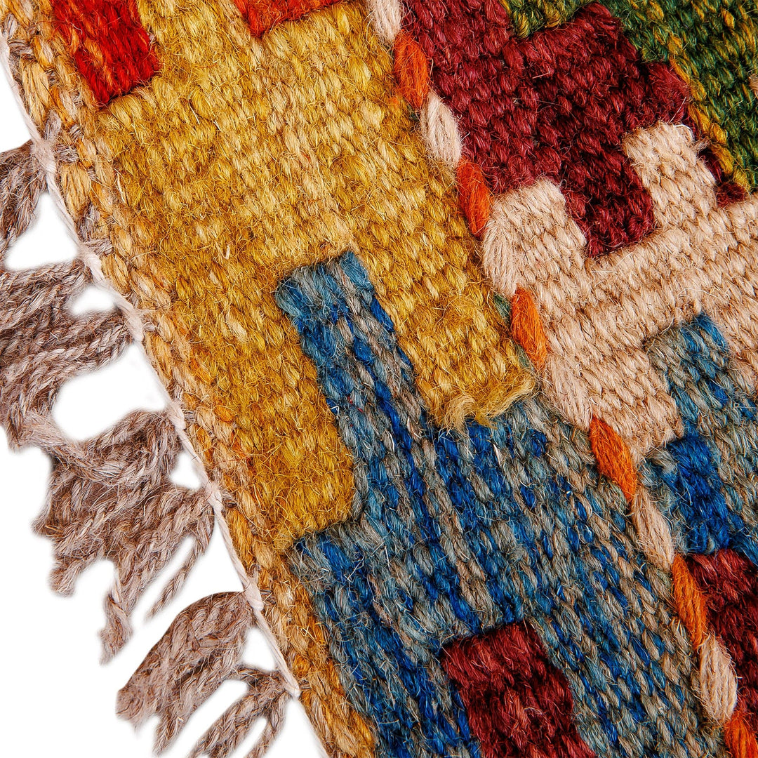 Hand-Knotted Wool Area Rug with Rhombus Patterns (2x2.5) - Delightful Rhombuses