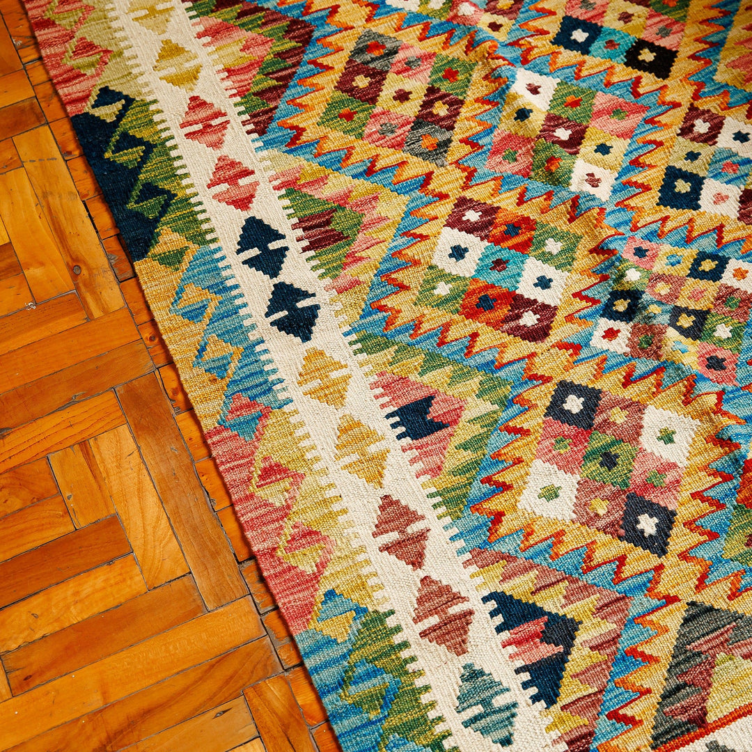 Uzbek Hand-Knotted Geometric-Themed Wool Area Rug (3x5) - Inspirational Geometry