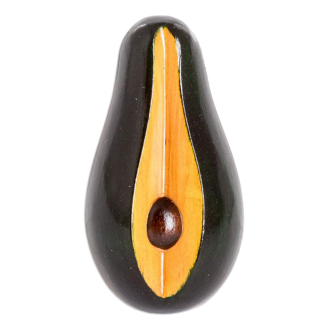 Hand-Painted Hand-Carved Cypress Wood Avocado Magnet - Nature's Avocado