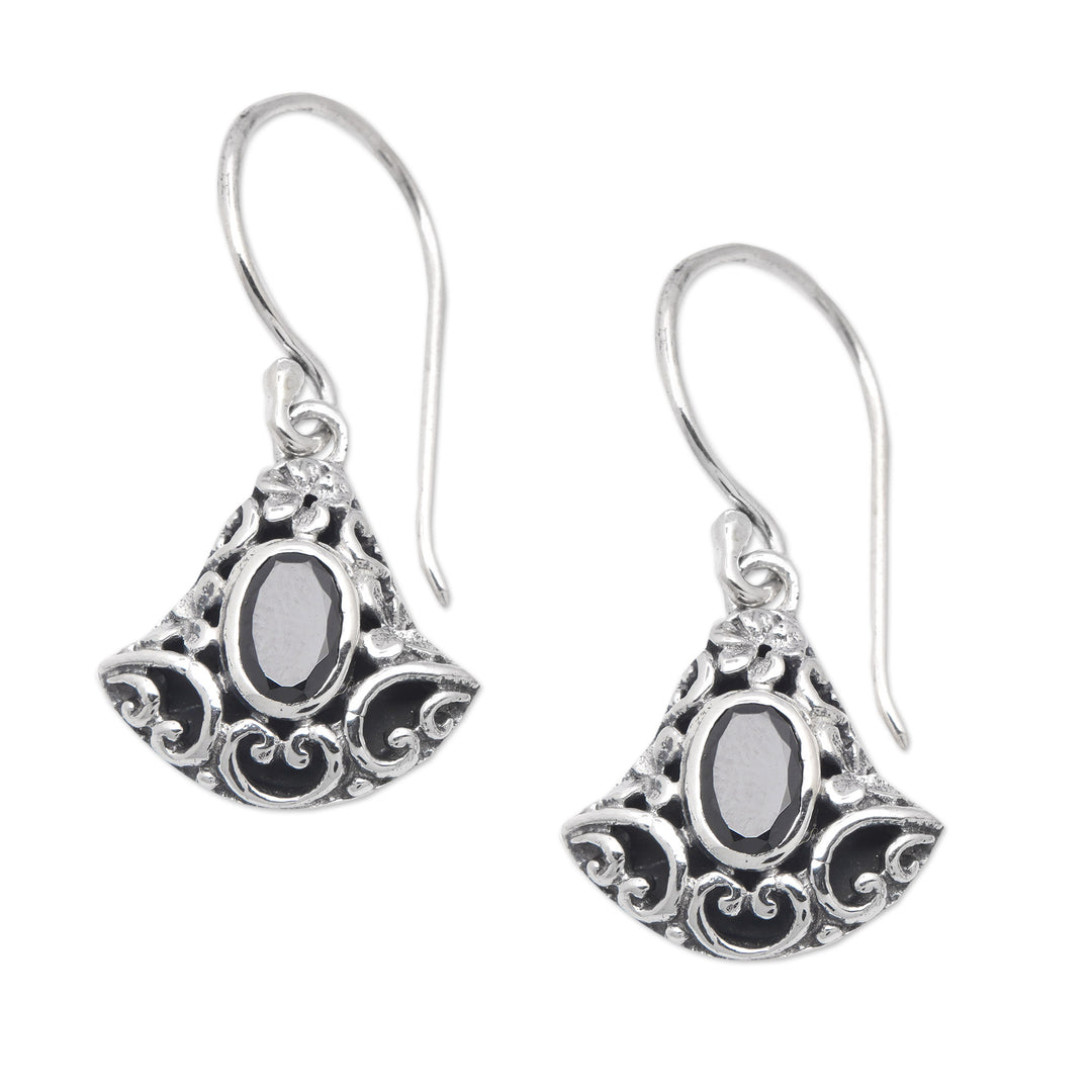 Traditional Faceted Onyx Dangle Earrings Made in Bali - Mystery Lanterns