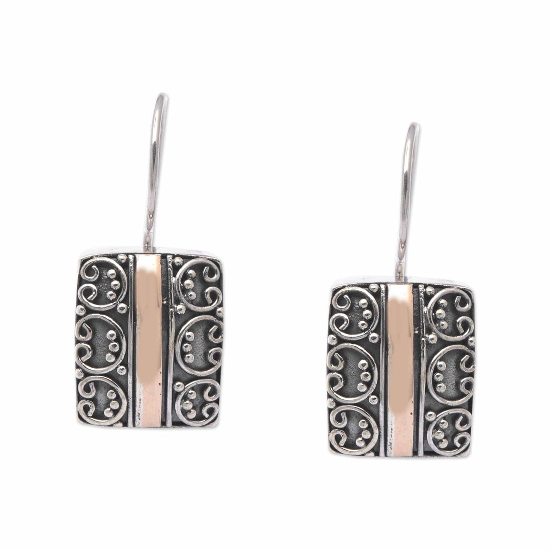 Traditional 18k Gold-Accented Drop Earrings from Bali - Palatial Vibes