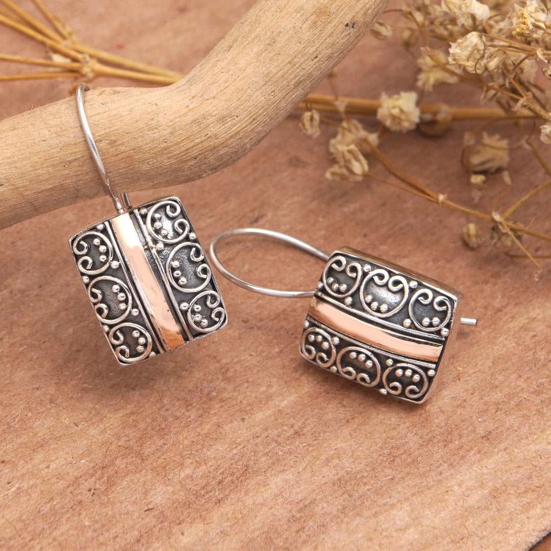 Traditional 18k Gold-Accented Drop Earrings from Bali - Palatial Vibes