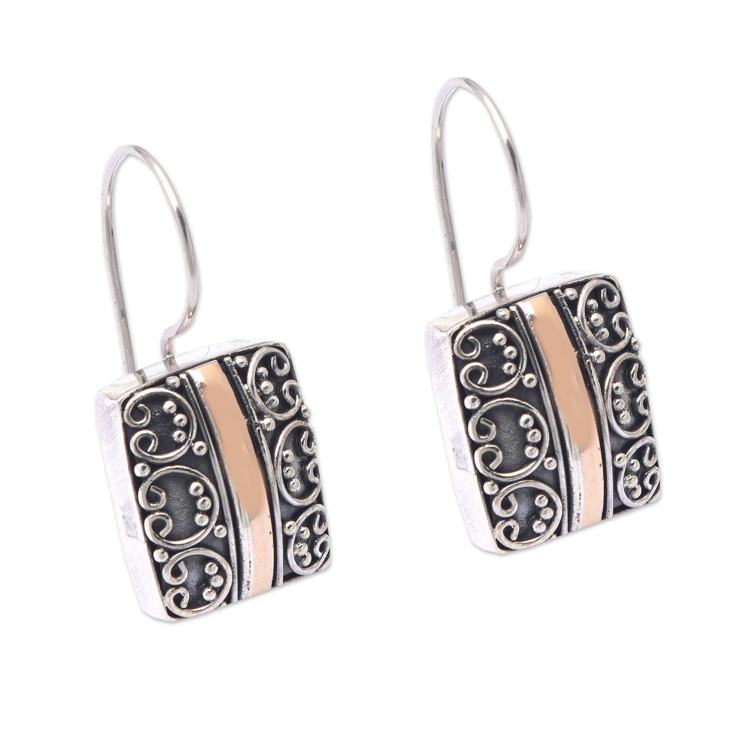 Traditional 18k Gold-Accented Drop Earrings from Bali - Palatial Vibes