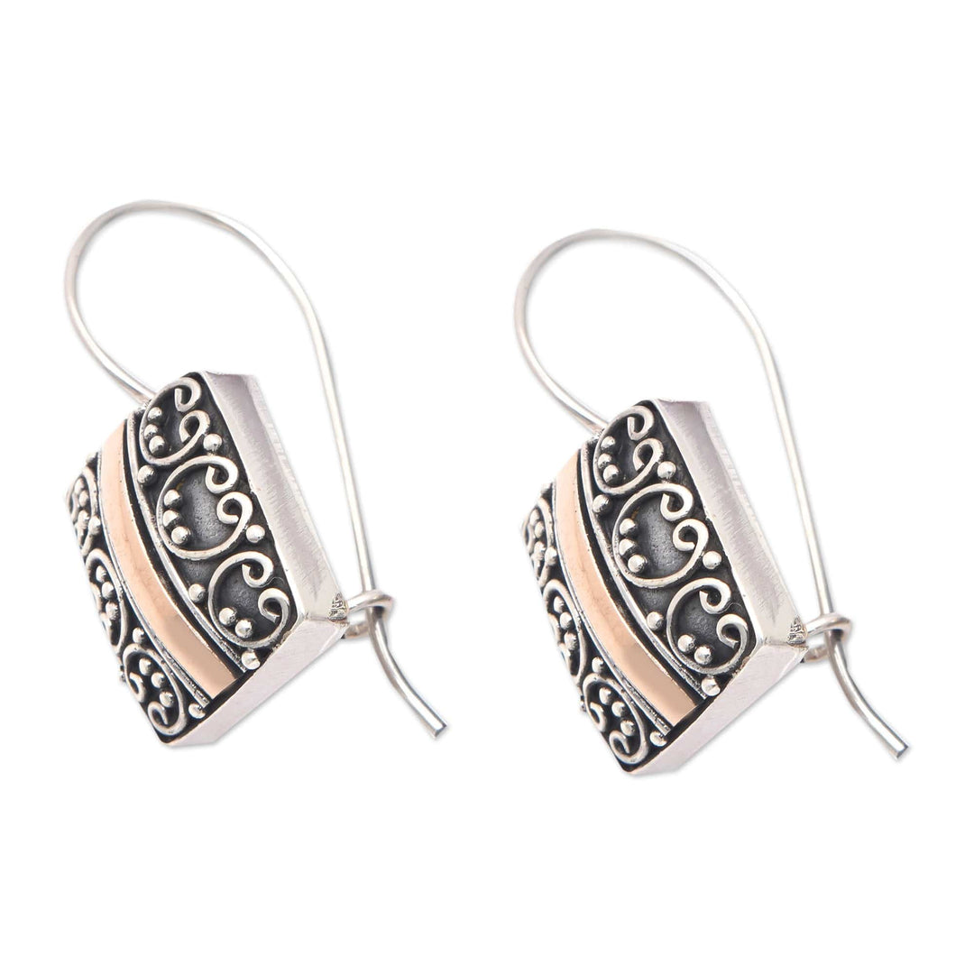 Traditional 18k Gold-Accented Drop Earrings from Bali - Palatial Vibes