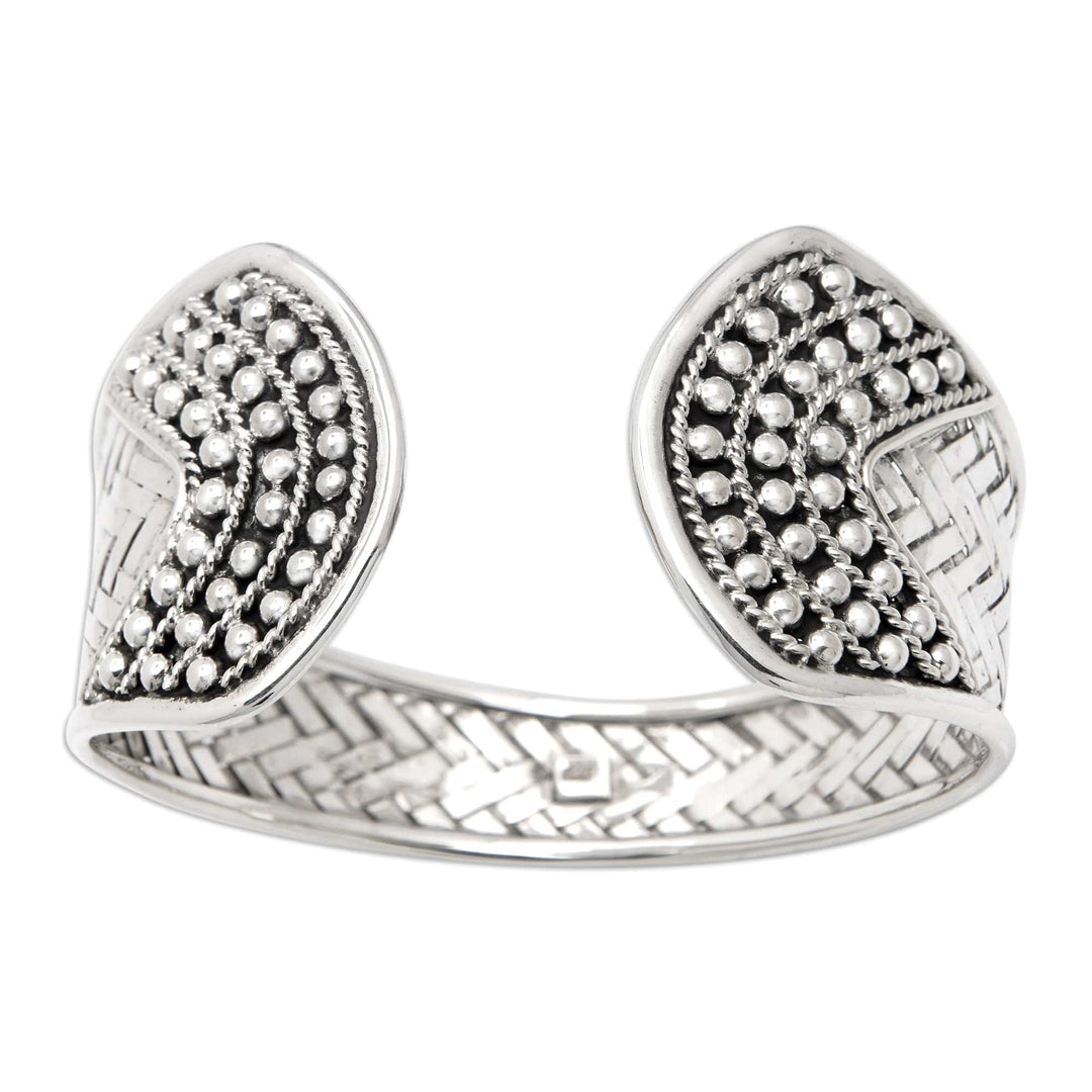 Classic Sterling Silver Cuff Bracelet in a Polished Finish - Woven Luxury