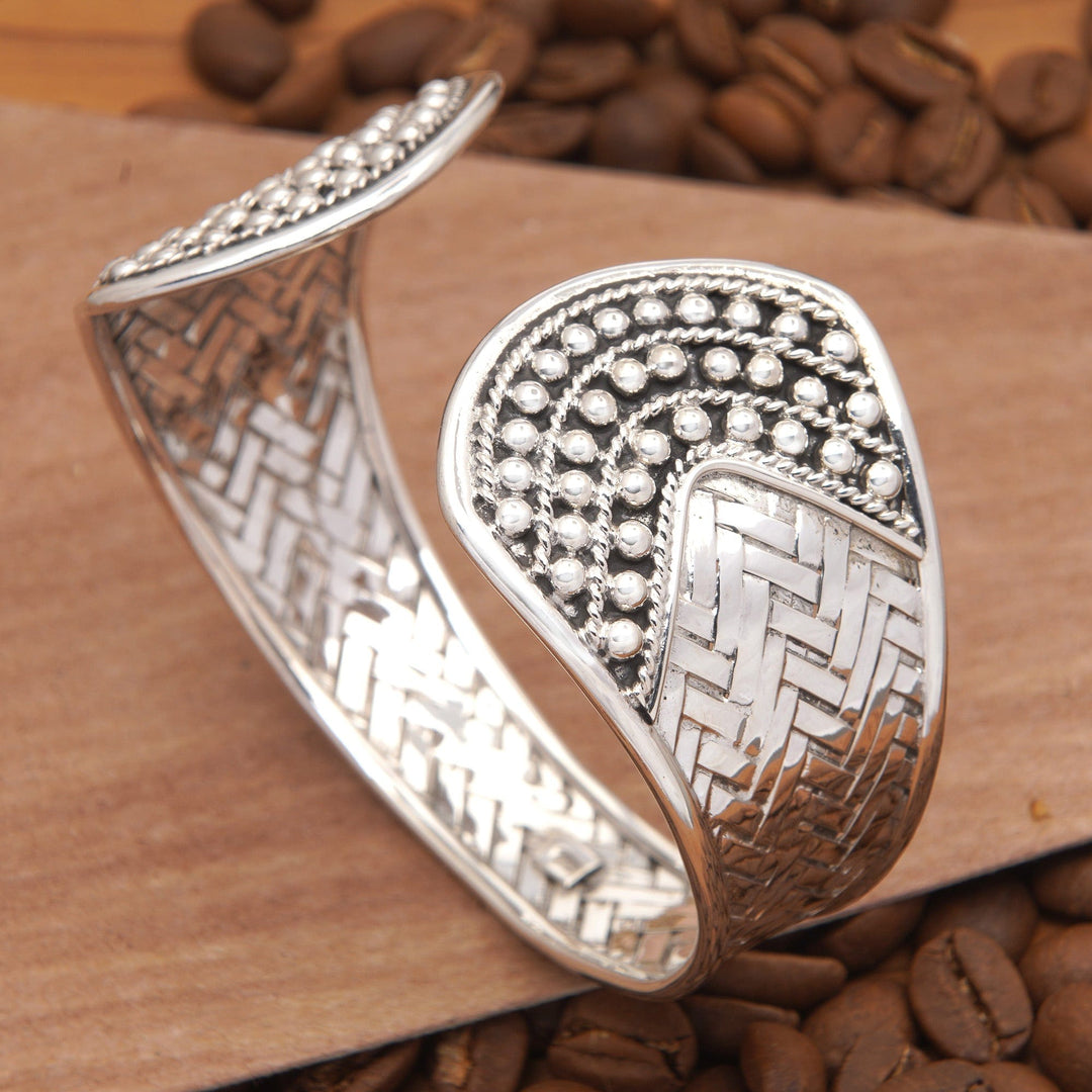 Classic Sterling Silver Cuff Bracelet in a Polished Finish - Woven Luxury