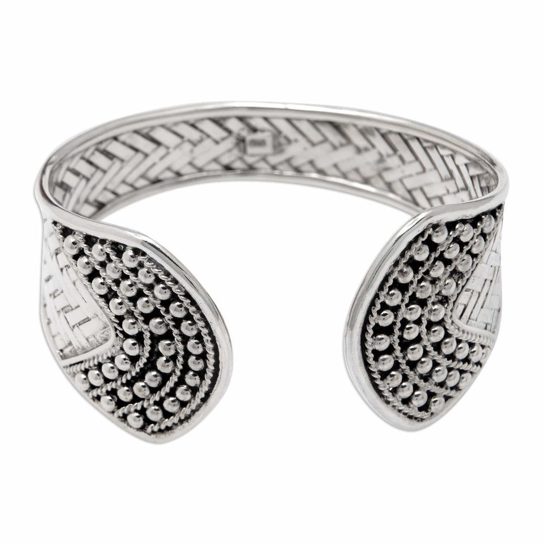 Classic Sterling Silver Cuff Bracelet in a Polished Finish - Woven Luxury