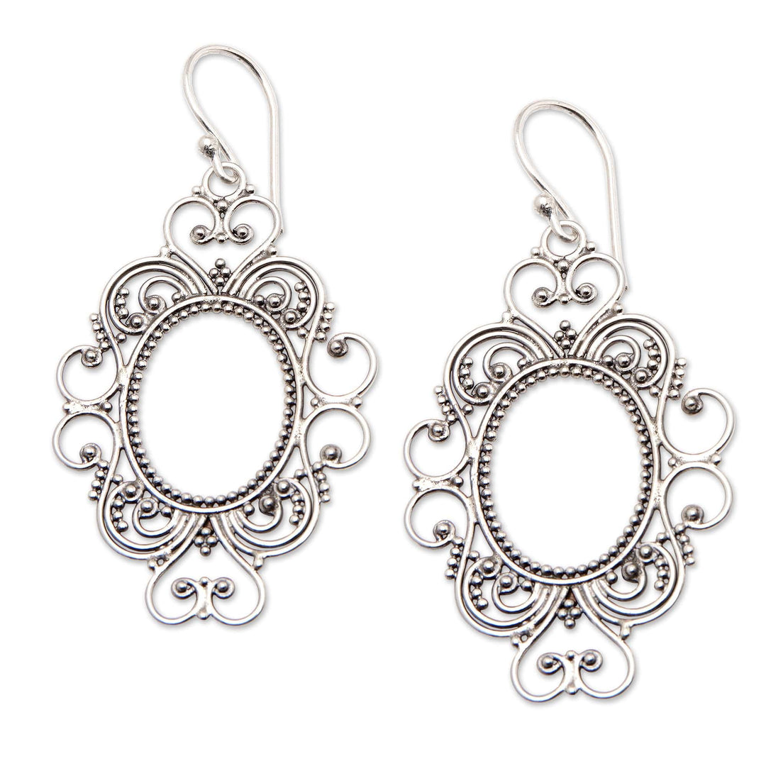 Classic Sterling Silver Filigree Dangle Earrings from Bali - Magic Mirror