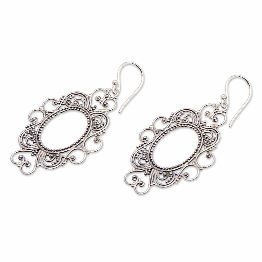 Classic Sterling Silver Filigree Dangle Earrings from Bali - Magic Mirror