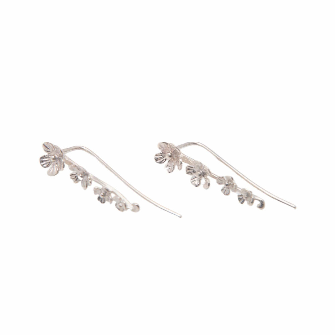 Floral-Themed Sterling Silver Drop Earrings from Bali - Blossom Garland