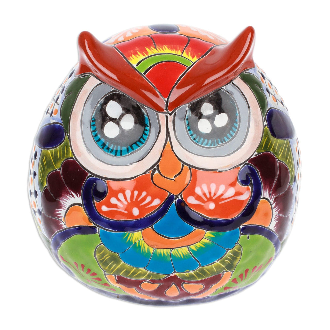 Owl-Themed Floral Hand-Painted Ceramic Sculpture - Mystic Sweetie