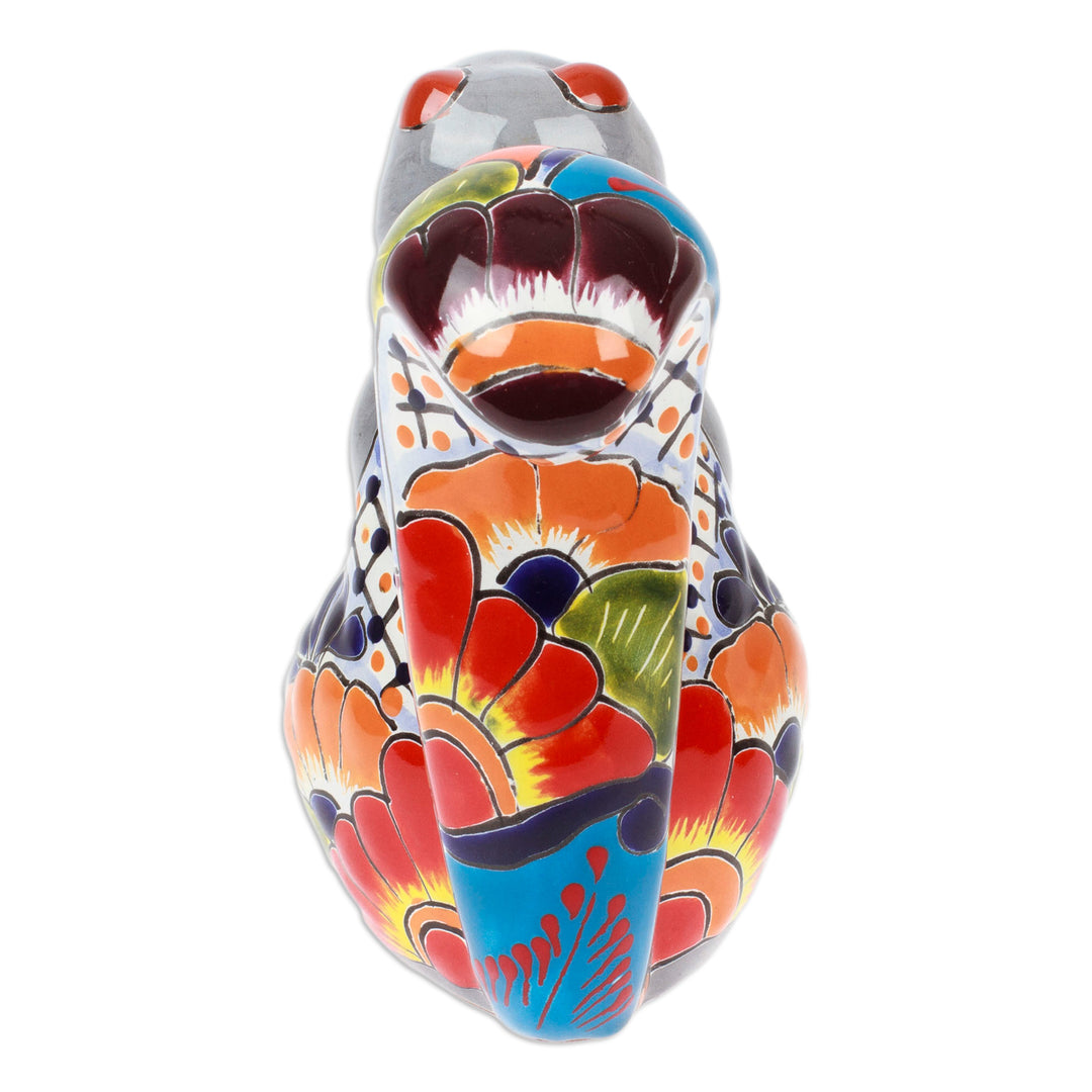 Squirrel-Themed Hacienda Painted Ceramic Sculpture in Grey - Sylvan Tradition