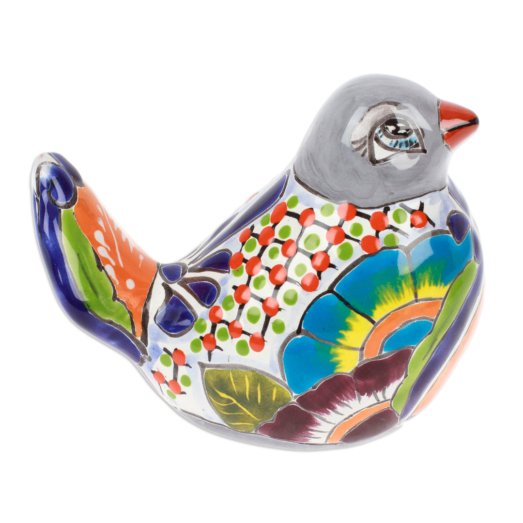 Bird-Themed Hacienda Painted Ceramic Figurine in Grey - Chants from the Hacienda