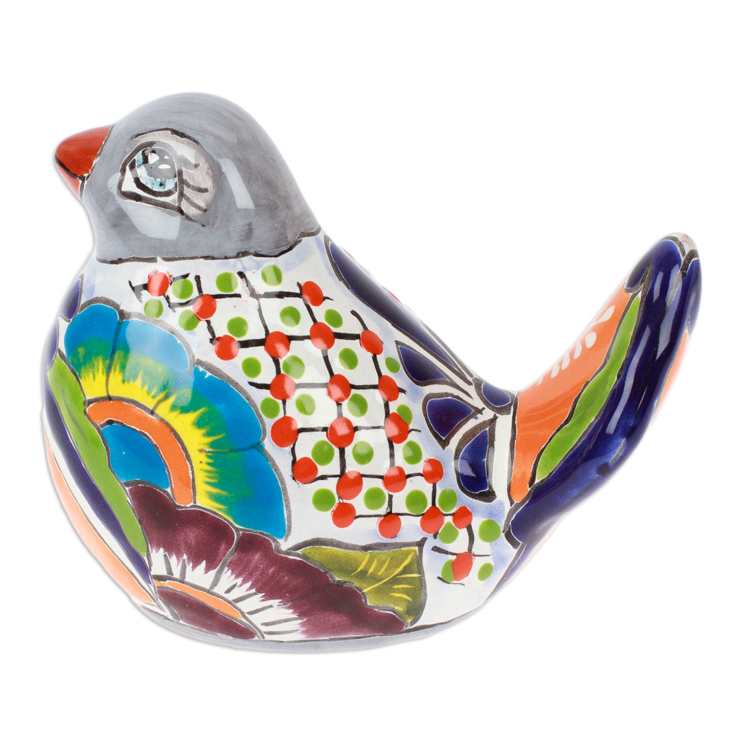Bird-Themed Hacienda Painted Ceramic Figurine in Grey - Chants from the Hacienda