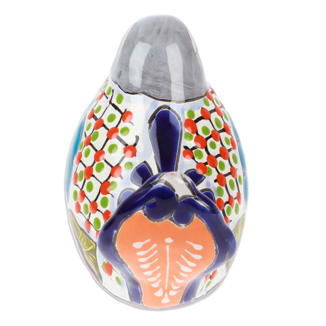 Bird-Themed Hacienda Painted Ceramic Figurine in Grey - Chants from the Hacienda