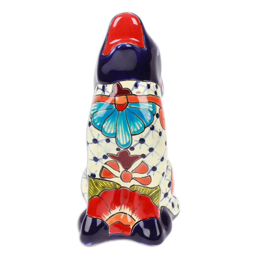 Coyote-Themed Hacienda Painted Ceramic Sculpture in Blue - Classic Howls