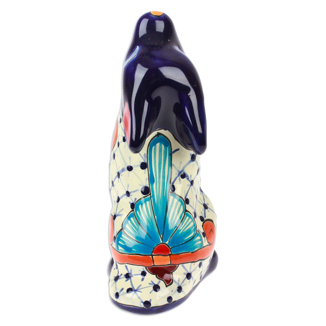 Coyote-Themed Hacienda Painted Ceramic Sculpture in Blue - Classic Howls