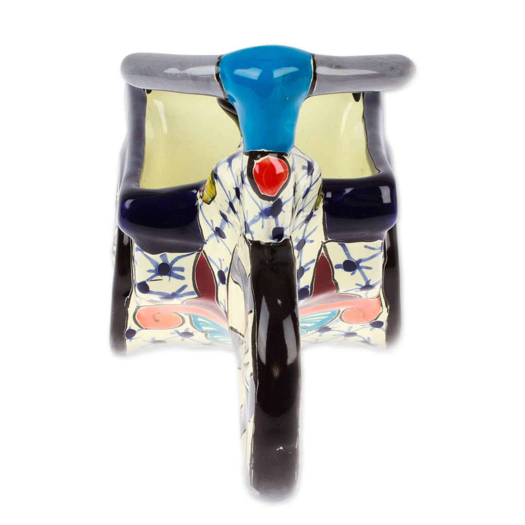 Hacienda-Themed Tricycle-Shaped Ceramic Flower Pot in Blue - Memories from the Hacienda