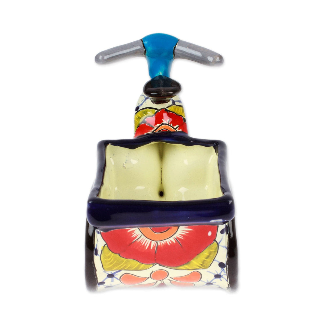 Hacienda-Themed Tricycle-Shaped Ceramic Flower Pot in Blue - Memories from the Hacienda