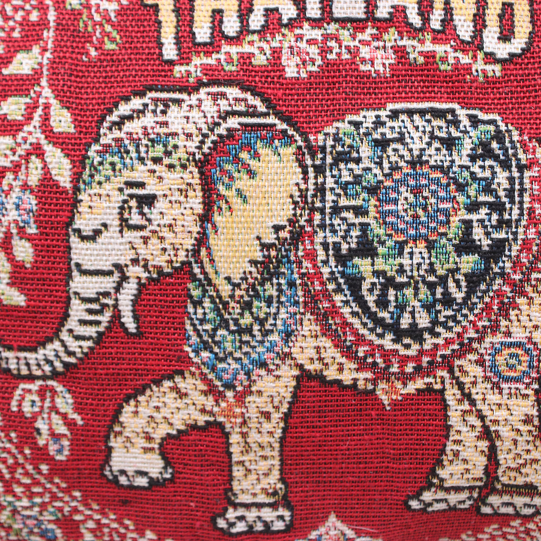 Elephant-Themed Red Fringed Sling Bag with Handwoven Accents - Joyful Journey