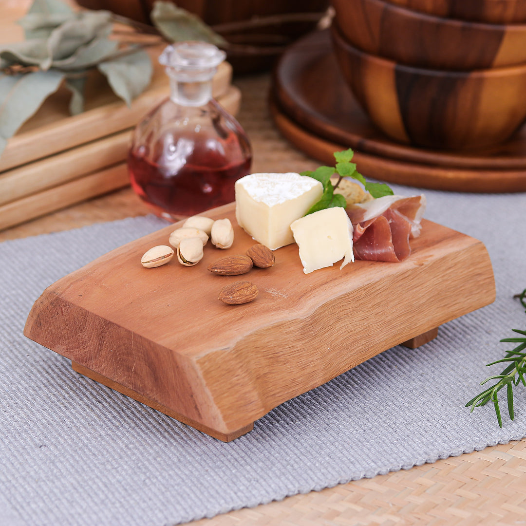 Hand-Carved Longan Wood Legged Cutting Board from Thailand - Delicious Slice
