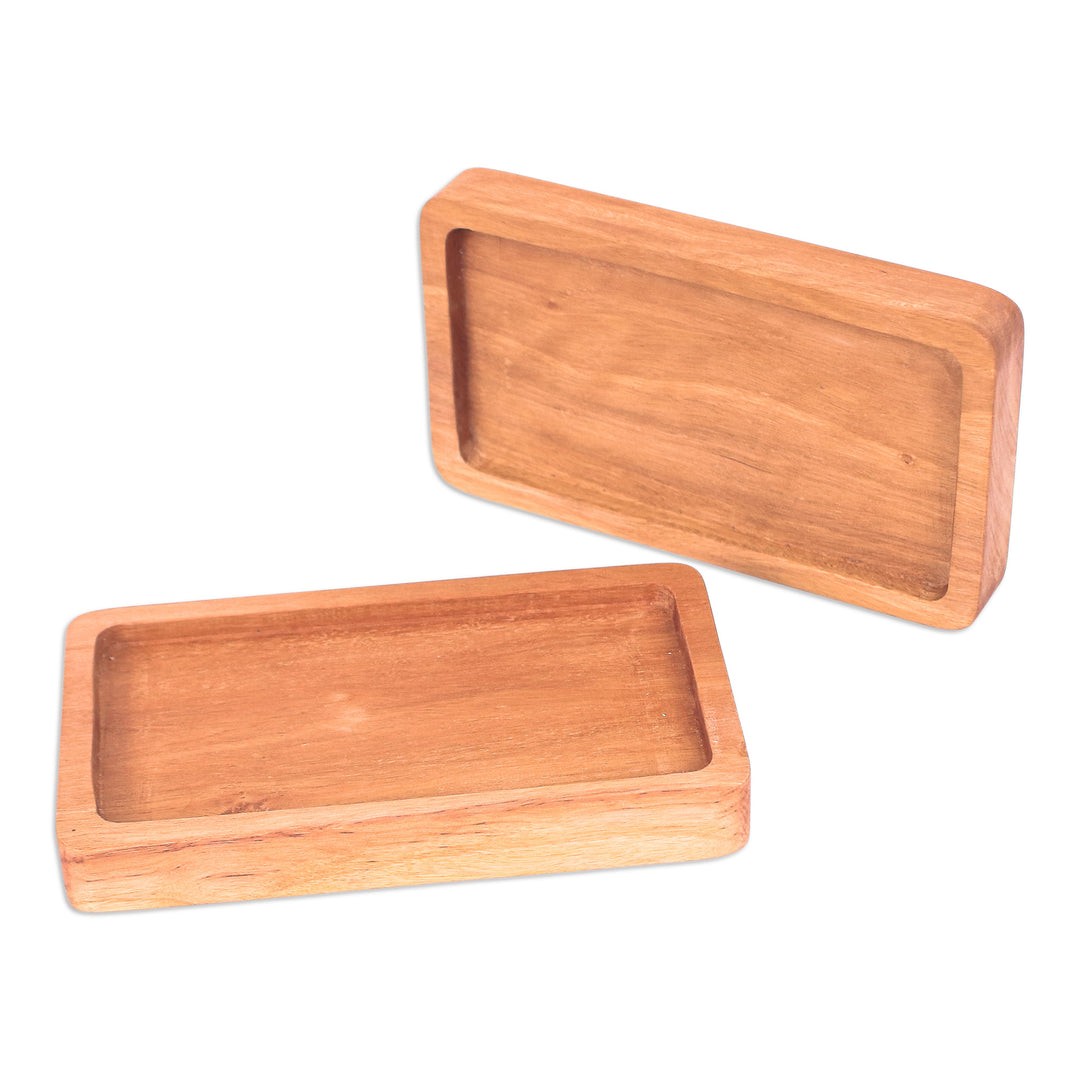 Set of Two Handcrafted Geometric Longan Wood Coasters - Drinking Geometry