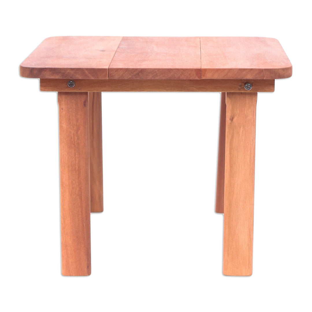 Hand-Carved Minimalist Brown Longan Wood Stool from Thailand - Discreet Comfort