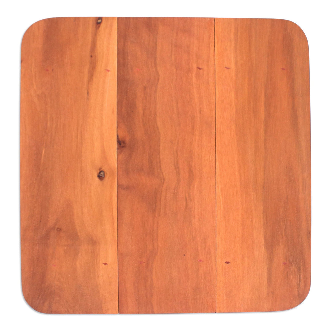 Hand-Carved Minimalist Brown Longan Wood Stool from Thailand - Discreet Comfort