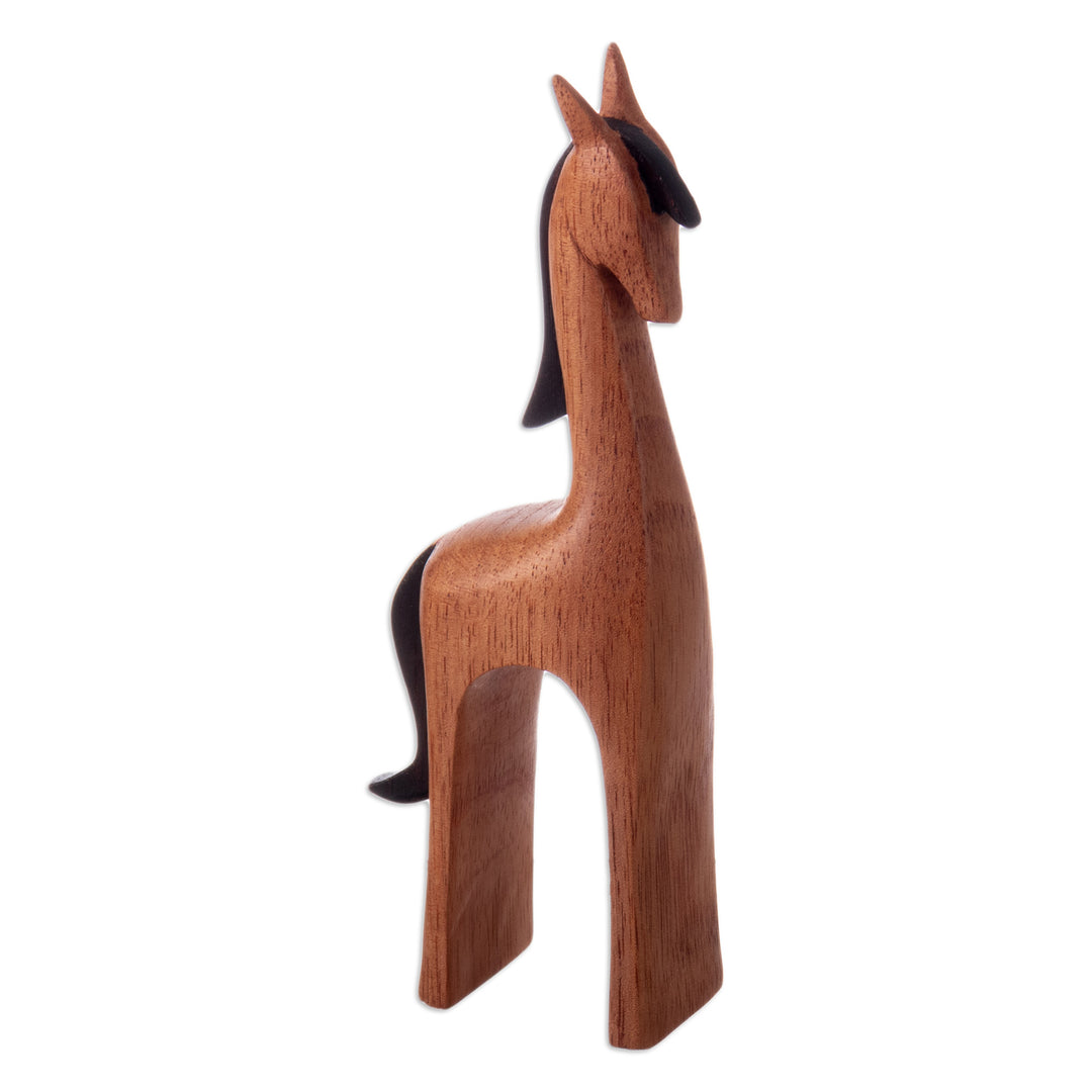 Semi-Minimalist Horse-Themed Cedar Wood Sculpture - Sophisticated Horse