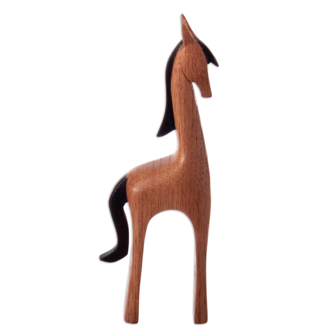 Semi-Minimalist Horse-Themed Cedar Wood Sculpture - Sophisticated Horse