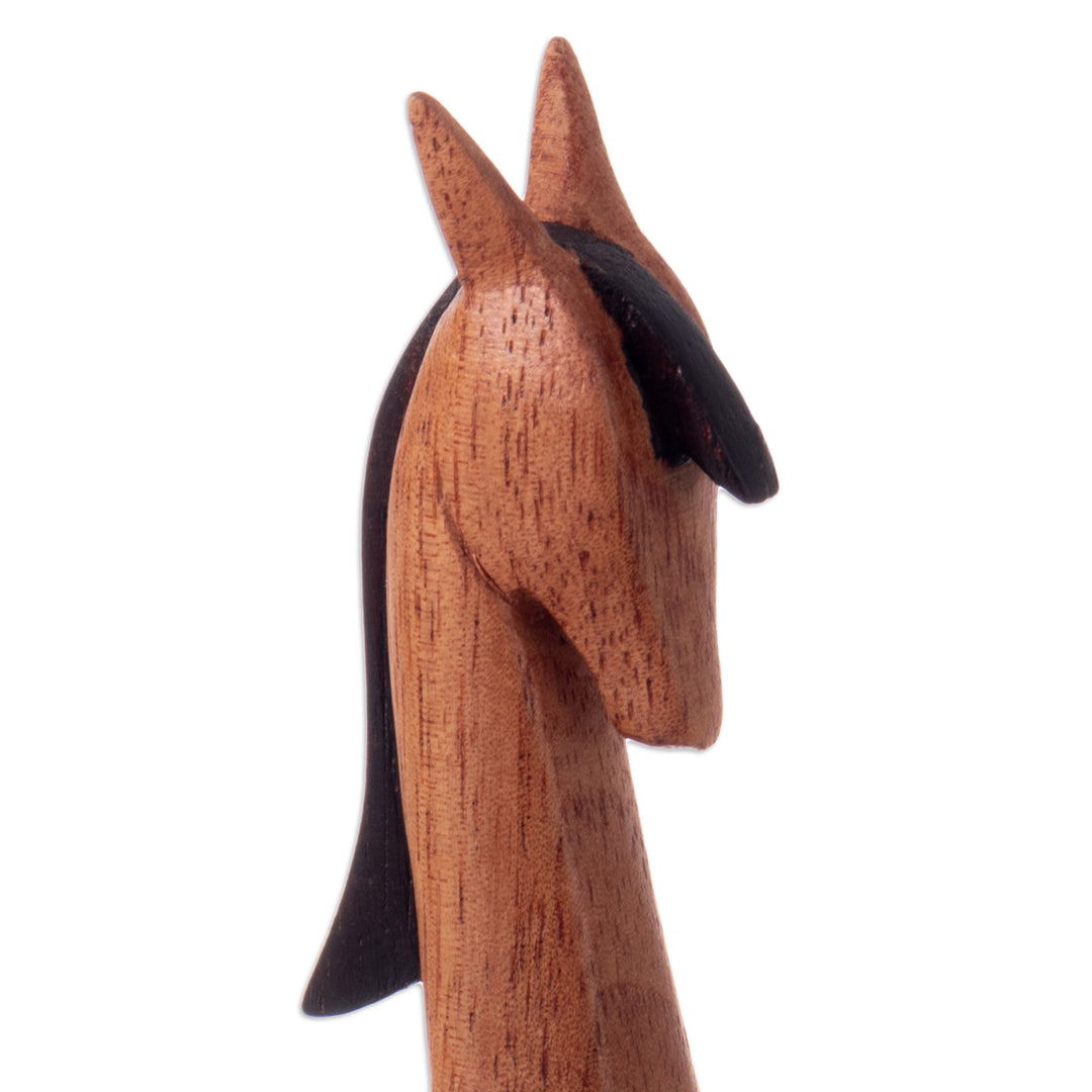 Semi-Minimalist Horse-Themed Cedar Wood Sculpture - Sophisticated Horse