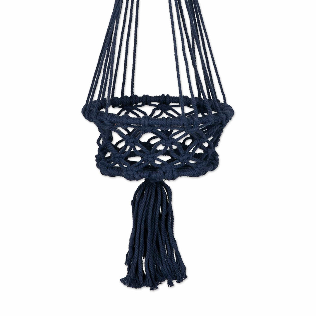 Handwoven Macrame Midnight Cotton Flower Pot Hanger - Midnight Nature
