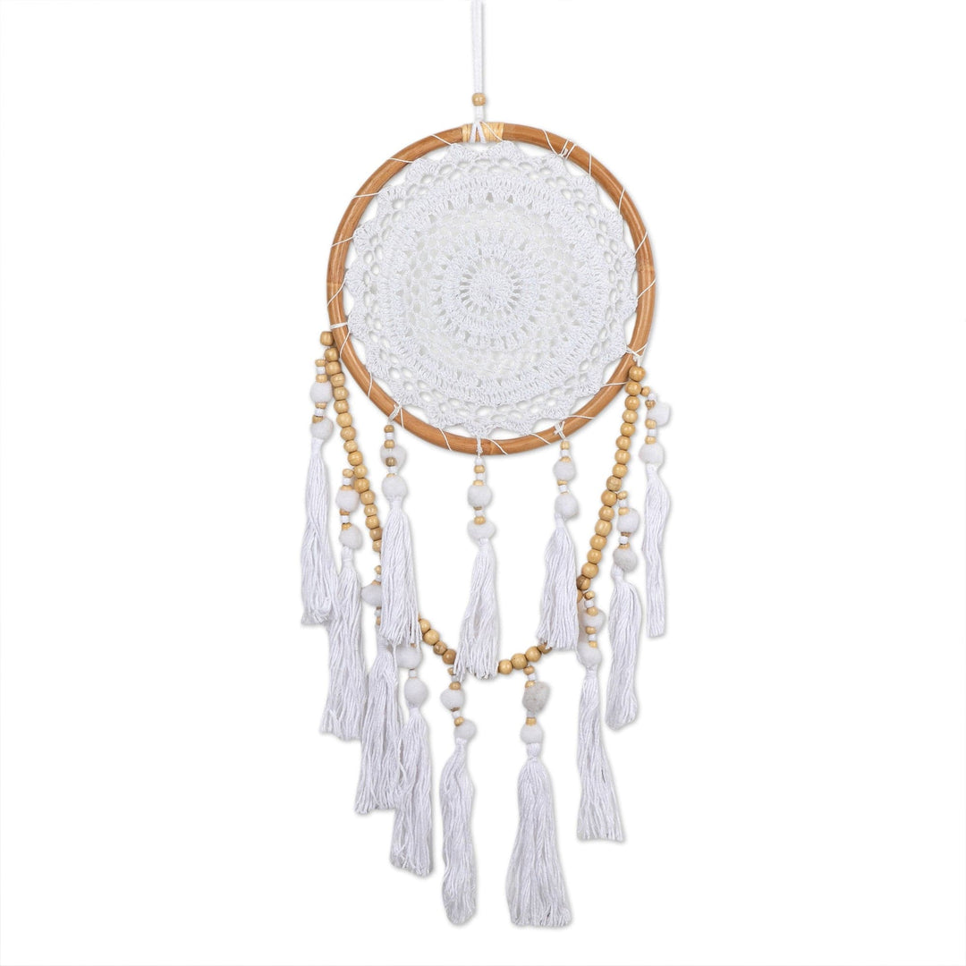 Crocheted Mandala-Inspired Bamboo and Cotton Wall Hanging - Bali's Dream