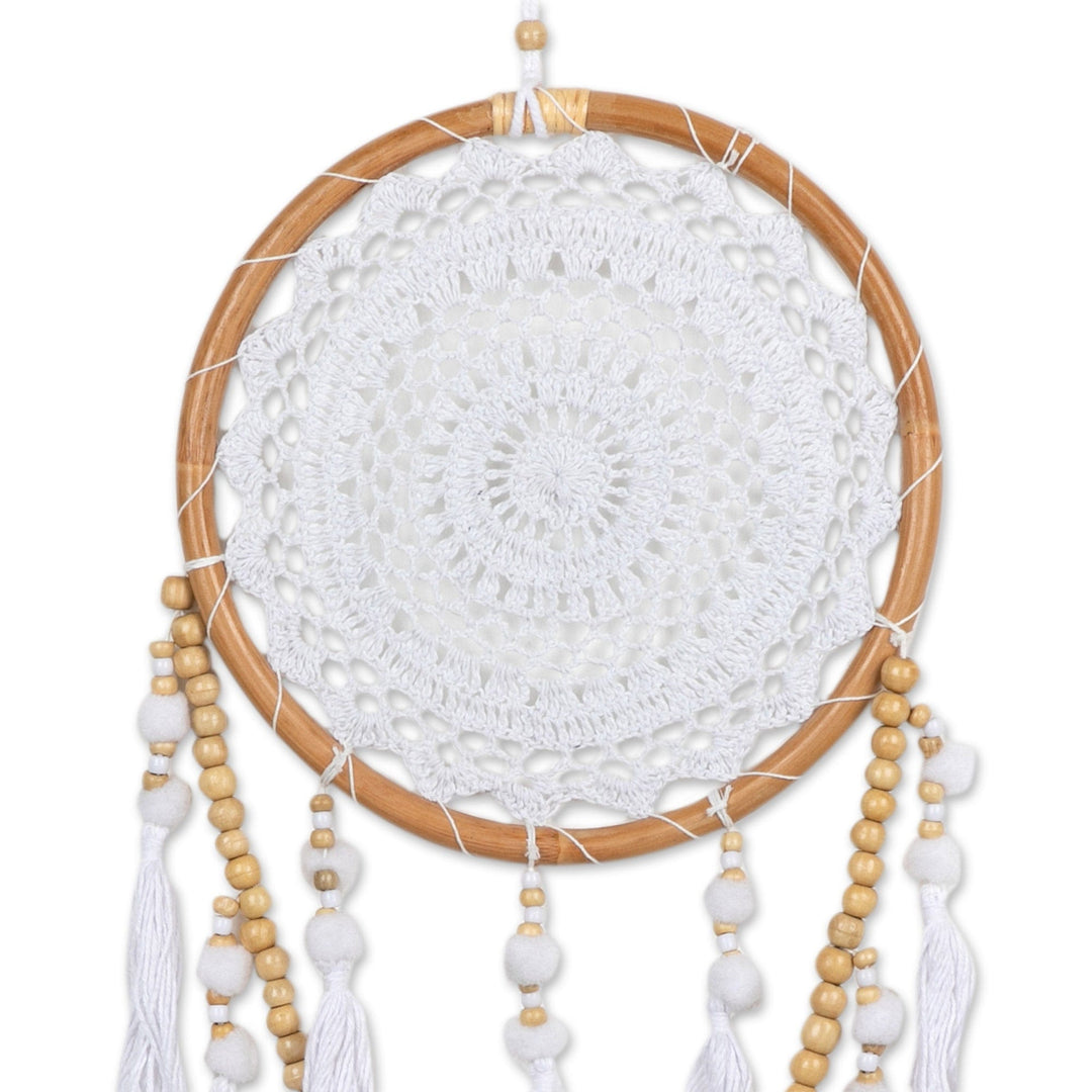 Crocheted Mandala-Inspired Bamboo and Cotton Wall Hanging - Bali's Dream