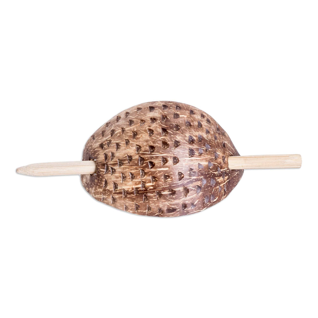 Eco-Friendly Coconut Shell Hairpin with Coconut Palm Pin - Natural Beauty