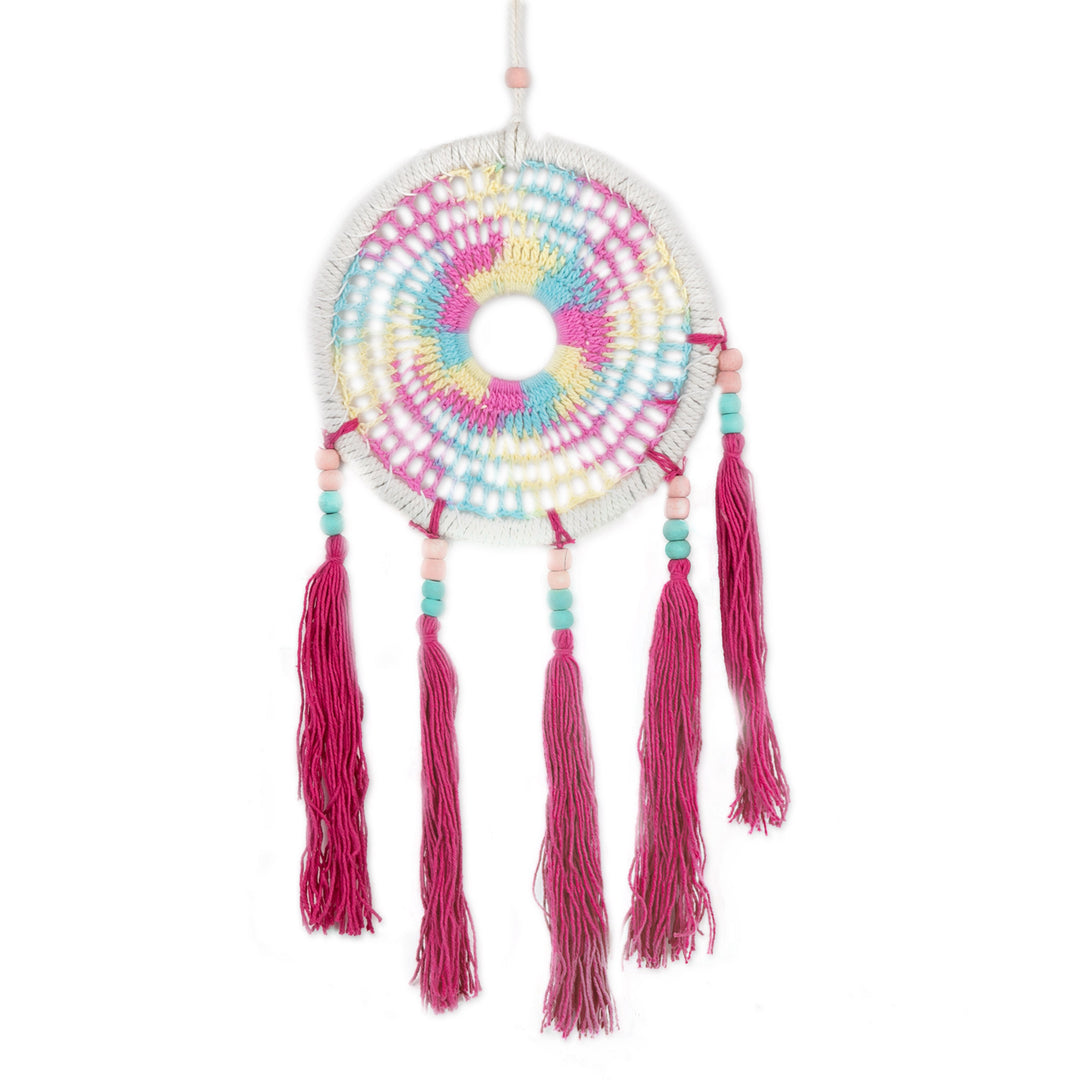 Crocheted Mandala-Inspired Colorful Cotton Wall Hanging - Gianyar Celebration