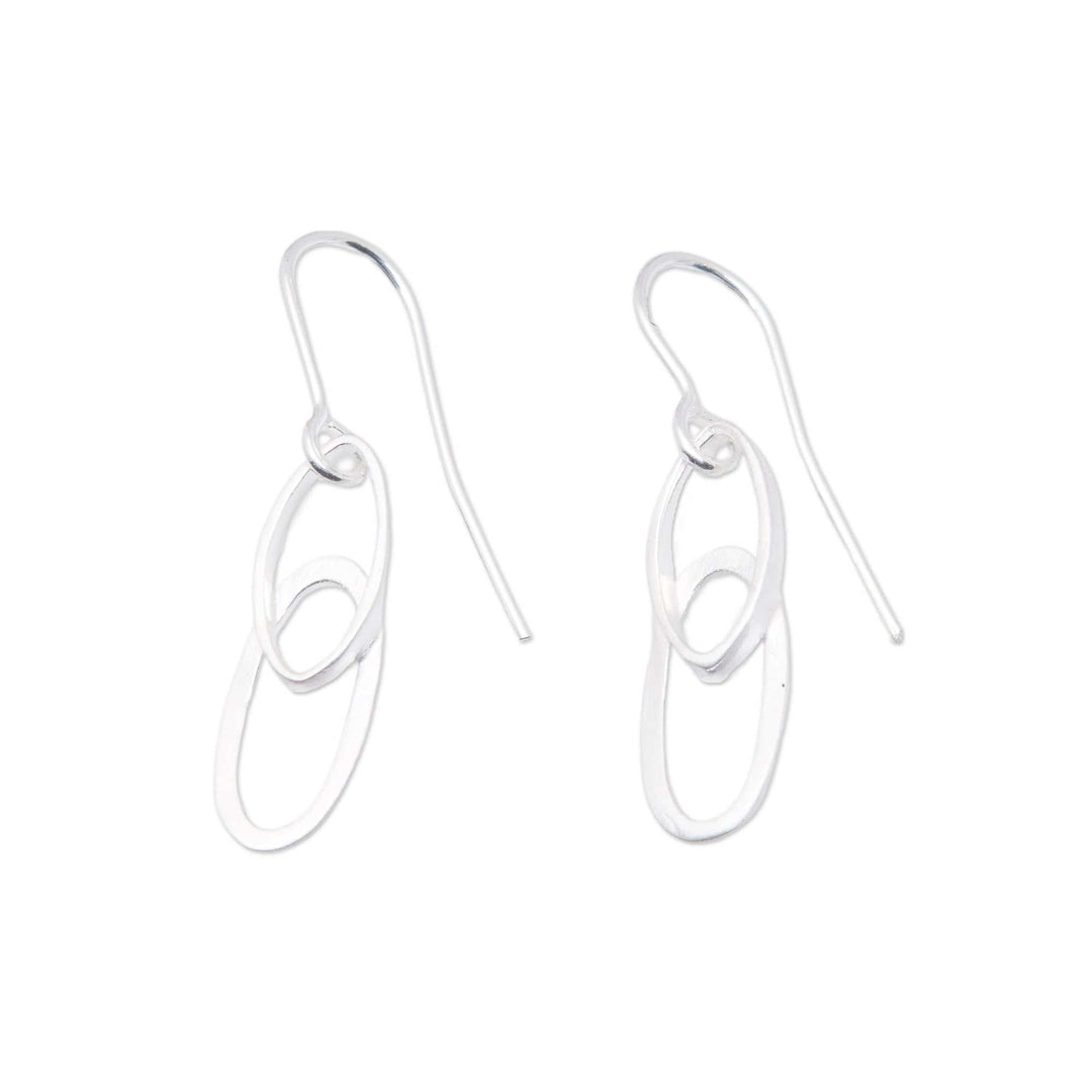 Brushed-Satin Modern Sterling Silver Dangle Earrings - Balance Life