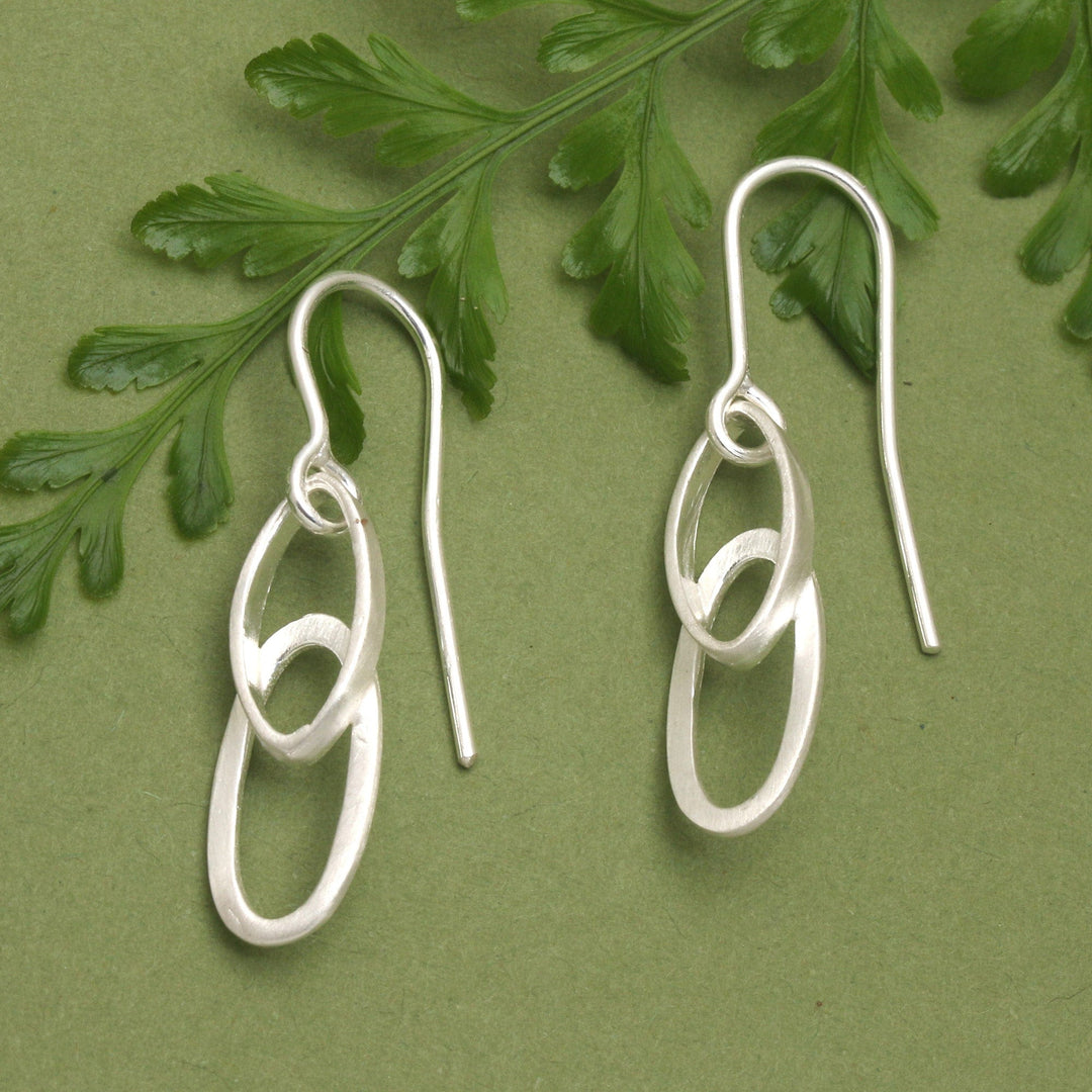Brushed-Satin Modern Sterling Silver Dangle Earrings - Balance Life