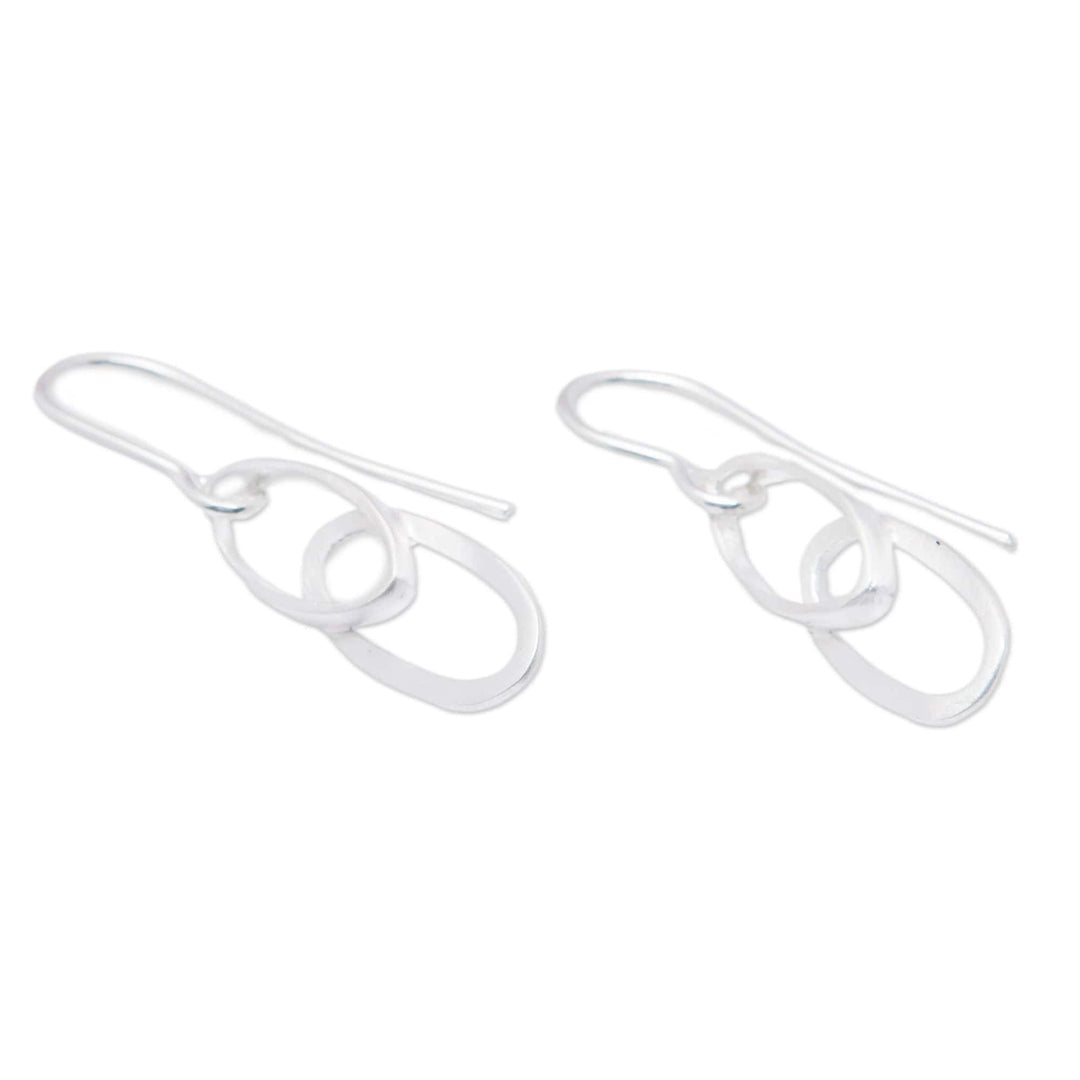Brushed-Satin Modern Sterling Silver Dangle Earrings - Balance Life