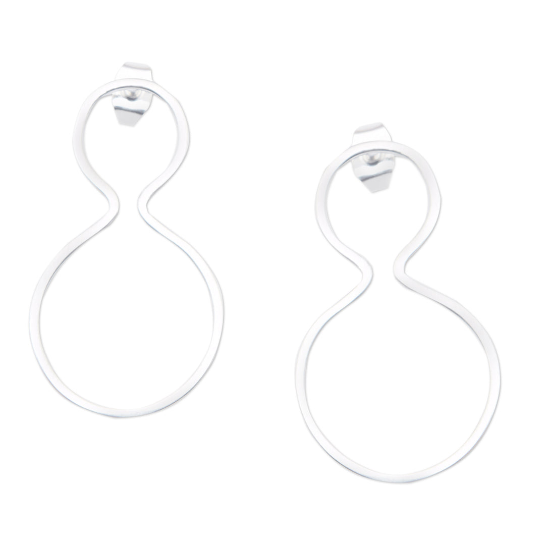 Matte Modern and Abstract Sterling Silver Drop Earrings - Twists of Modernity