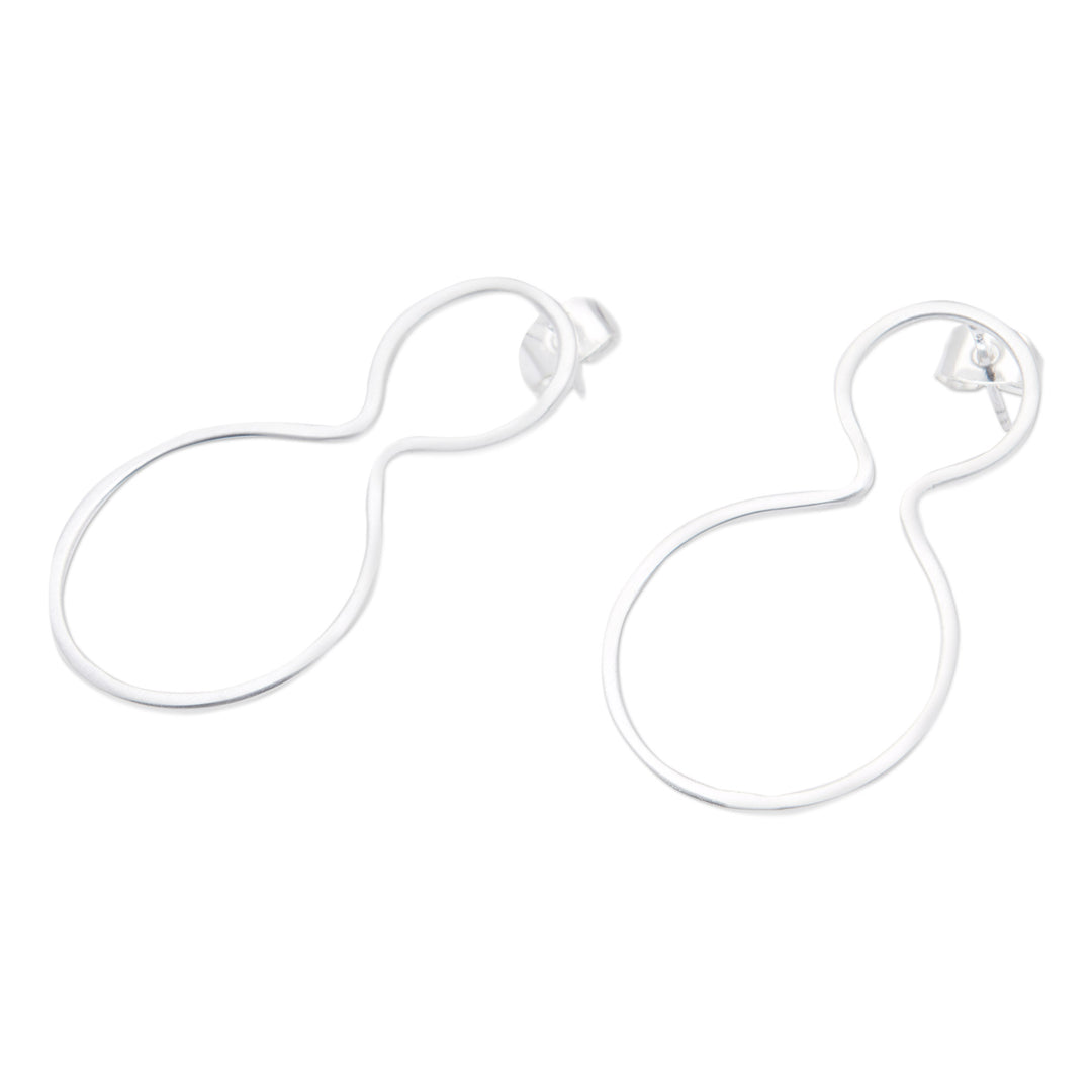 Matte Modern and Abstract Sterling Silver Drop Earrings - Twists of Modernity